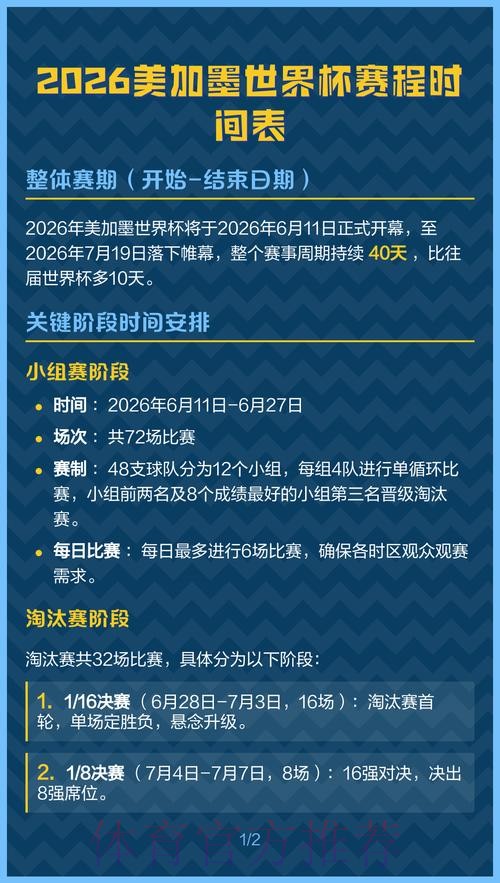 2026美加墨世界杯比赛时间怎么看